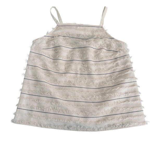 Anthropologie Maeve Ivory Textured Fringe Striped Sleeveless Top Size 0/XS - Picture 2 of 8